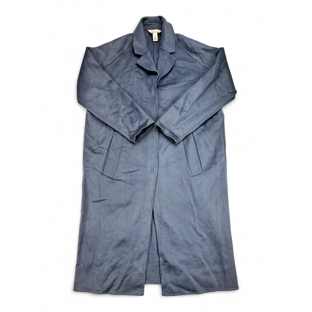 H&M‎ Long Trench Coat Sz S Blue Gray